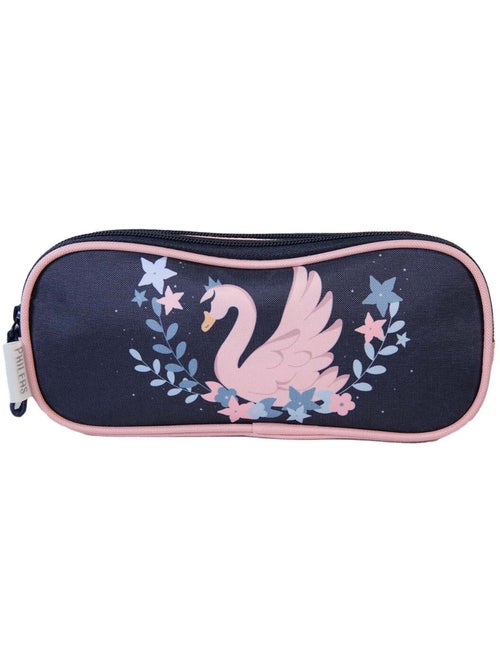 Astuccio scuola bambina 2 scomparti PHILEAS Cygne blu rosa - Kiabi