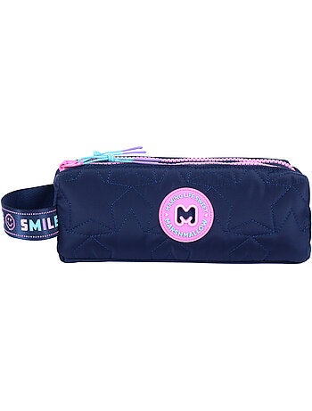 Astuccio scuola bambina doppio scomparto MARSHMALLOW Pixelly blu notte