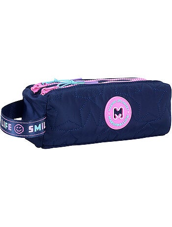 Astuccio scuola bambina doppio scomparto MARSHMALLOW Pixelly blu notte