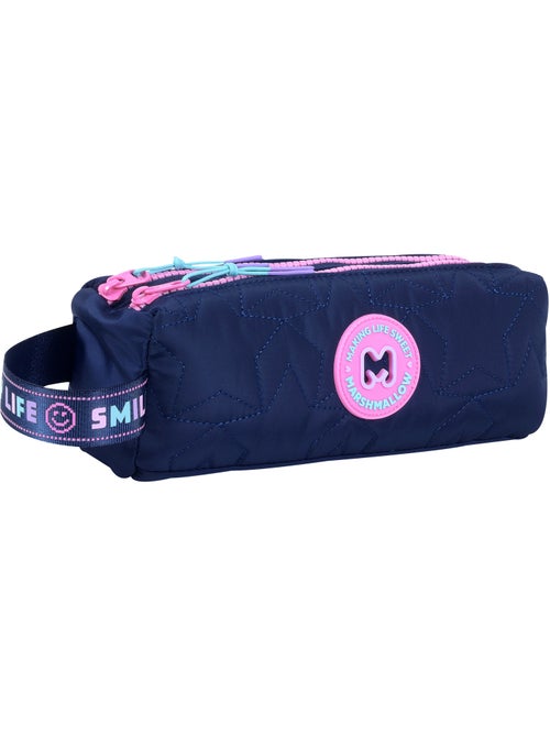 Astuccio scuola bambina doppio scomparto MARSHMALLOW Pixelly blu notte - Kiabi