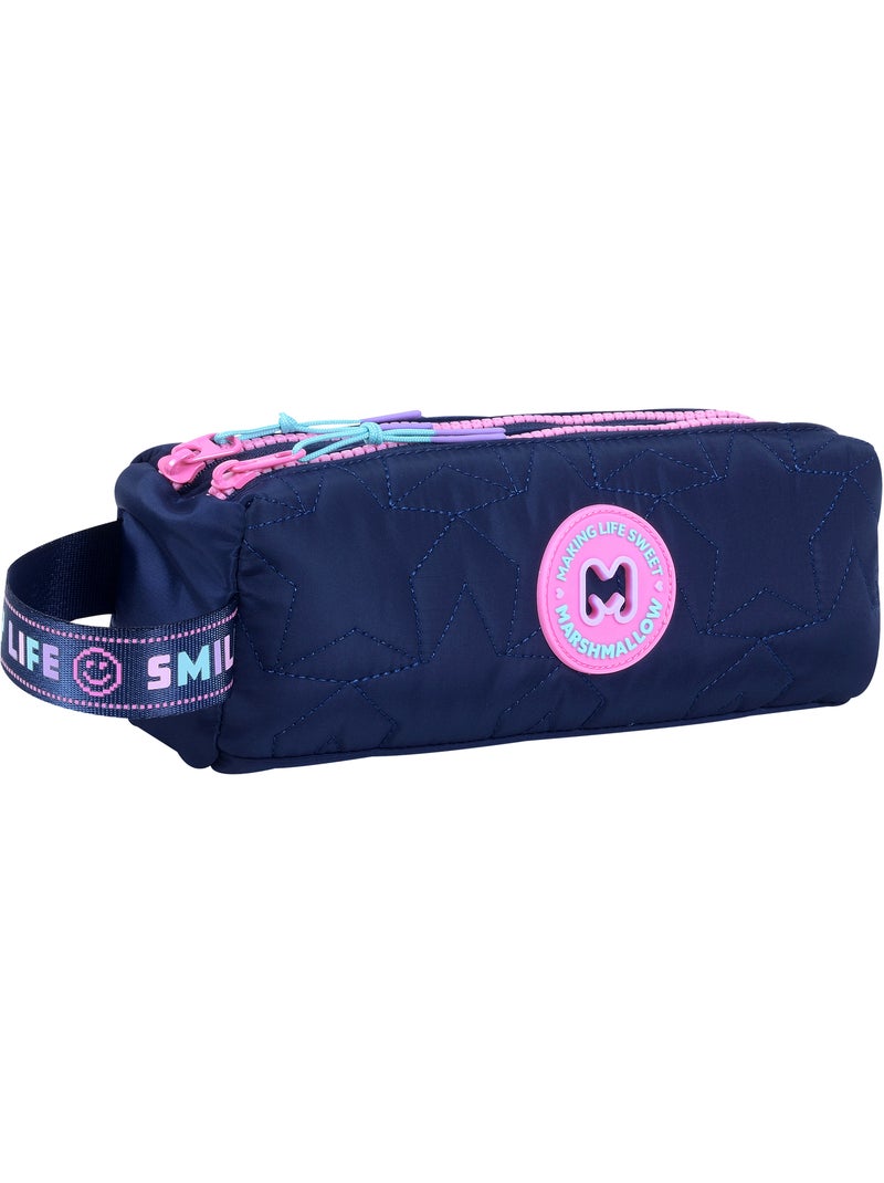 Astuccio scuola bambina doppio scomparto MARSHMALLOW Pixelly blu notte Blu notte - Kiabi