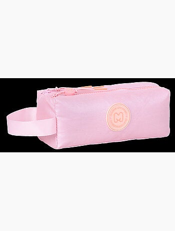 Astuccio scuola bambina doppio scomparto MARSHMALLOW Platinum rosa iridescente