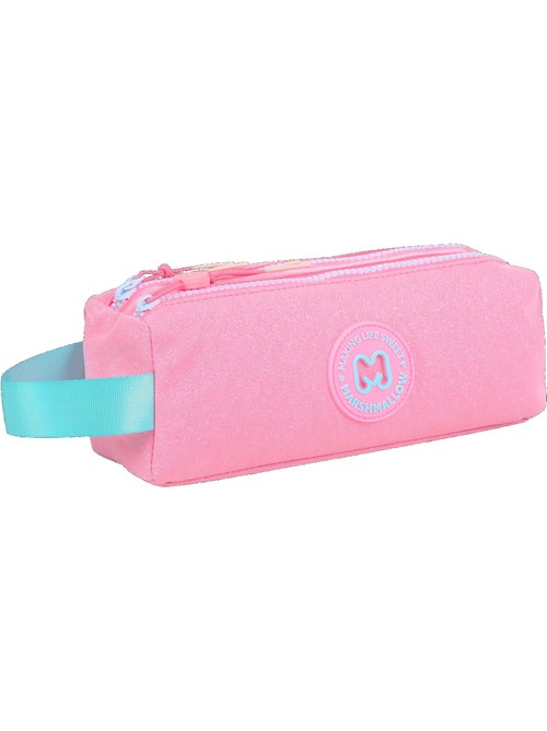 Astuccio scuola bambina doppio scomparto MARSHMALLOW Sweet Glow Pink rosa brillante - Kiabi