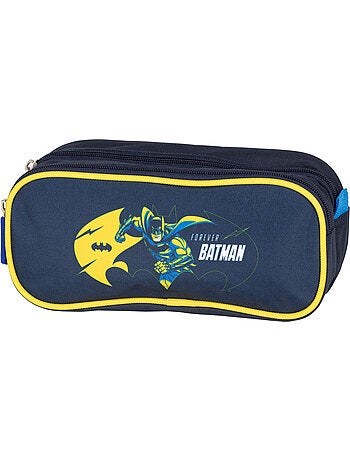 Astuccio scuola bambino 2 scomparti BATMAN blu navy giallo