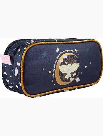 Astuccio scuola bambino 2 scomparti HARRY POTTER blu navy dorato