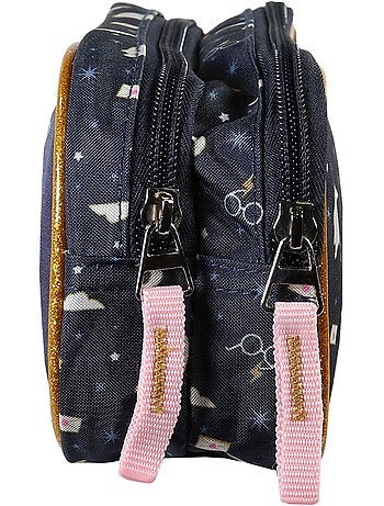 Astuccio scuola bambino 2 scomparti HARRY POTTER blu navy dorato