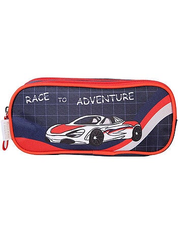 Astuccio scuola bambino 2 scomparti PHILEAS Voiture blu rosso