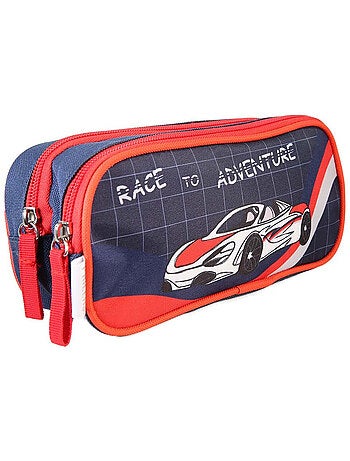 Astuccio scuola bambino 2 scomparti PHILEAS Voiture blu rosso