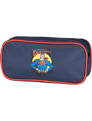 Astuccio scuola bambino 2 scomparti SUPERMAN blu navy rosso