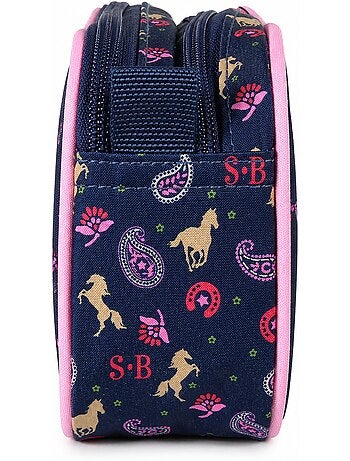 Astuccio scuola bambino doppio scomparto STALLA BIANCA Cow Girl blu