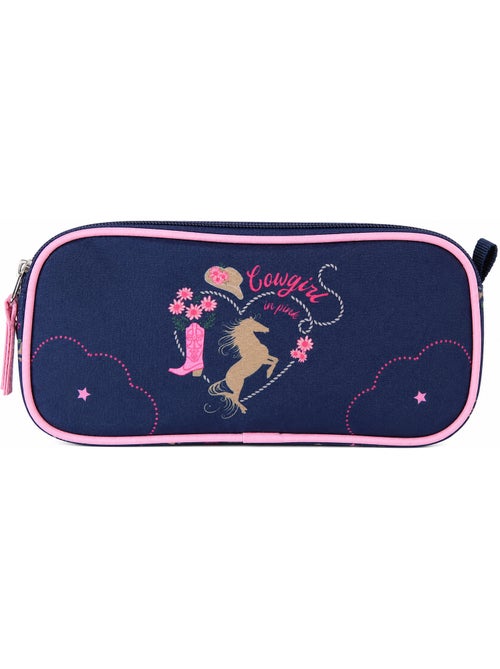 Astuccio scuola bambino doppio scomparto STALLA BIANCA Cow Girl blu - Kiabi