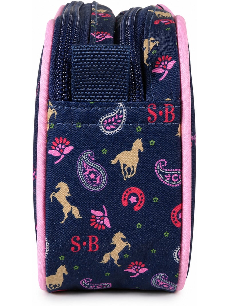 Astuccio scuola bambino doppio scomparto STALLA BIANCA Cow Girl blu Blu - Kiabi