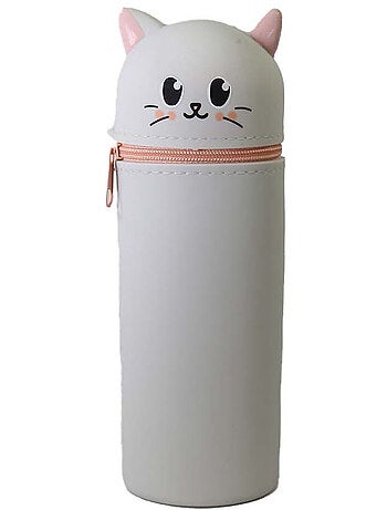 Astuccio scuola cilindrico bambina 1 scomparto Chat grigio