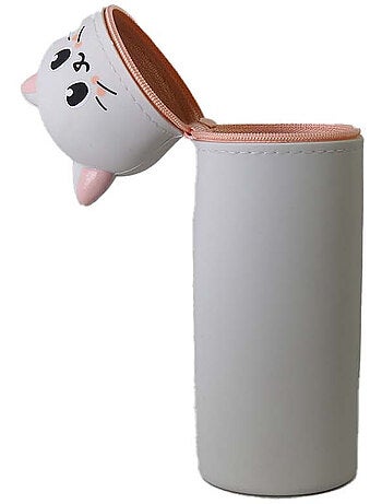 Astuccio scuola cilindrico bambina 1 scomparto Chat grigio