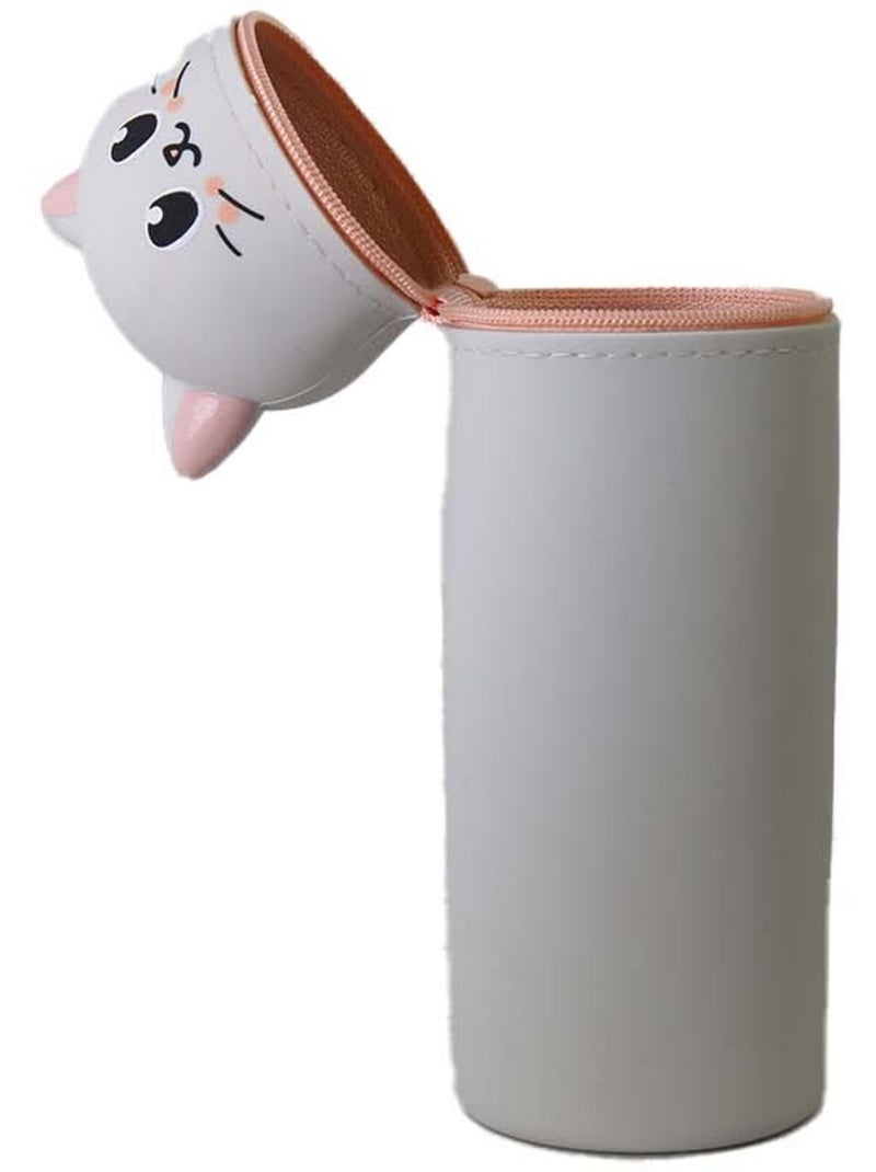 Astuccio scuola cilindrico bambina 1 scomparto Chat grigio Grigio - Kiabi