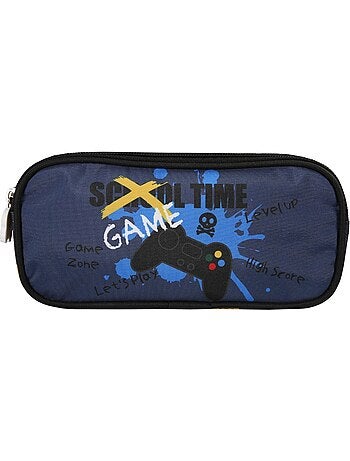 Astuccio scuola rettangolare 2 scomparti KIP School Time blu nero