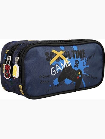Astuccio scuola rettangolare 2 scomparti KIP School Time blu nero