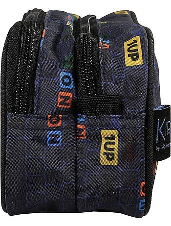 Astuccio scuola rettangolare 2 scomparti KIP School Time blu nero