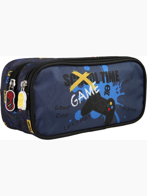 Astuccio scuola rettangolare 2 scomparti KIP School Time blu nero - Kiabi Astuccio scuola rettangolare 2 scomparti KIP School Time blu nero - Kiabi