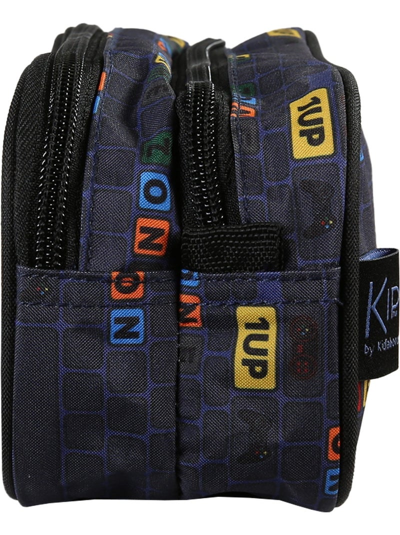 Astuccio scuola rettangolare 2 scomparti KIP School Time blu nero Blu marino - Kiabi