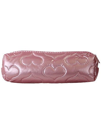 Astuccio scuola rettangolare bambina 1 scomparto rosa motivo cuore