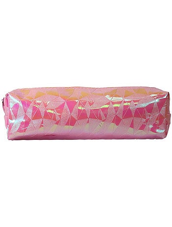 Astuccio scuola rettangolare bambina 1 scomparto rosa olografico brillante