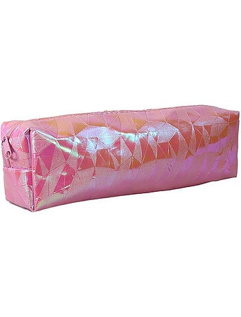 Astuccio scuola rettangolare bambina 1 scomparto rosa olografico brillante