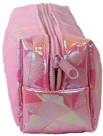 Astuccio scuola rettangolare bambina 1 scomparto rosa olografico brillante