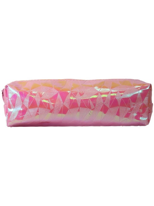 Astuccio scuola rettangolare bambina 1 scomparto rosa olografico brillante - Kiabi