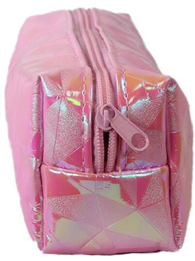 Astuccio scuola rettangolare bambina 1 scomparto rosa olografico brillante Rosa - Kiabi