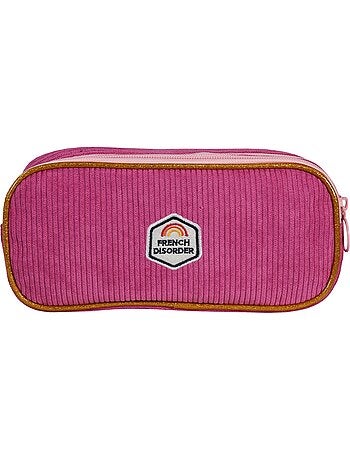 Astuccio scuola rettangolare bambina 2 scomparti FRENCH DISORDER Leo velluto rosa
