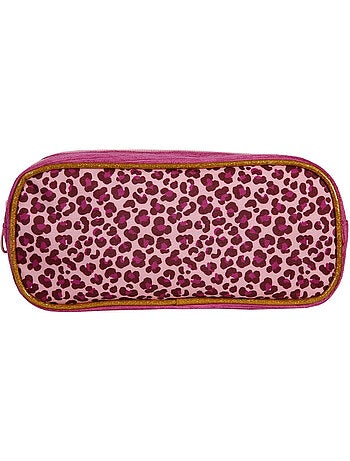 Astuccio scuola rettangolare bambina 2 scomparti FRENCH DISORDER Leo velluto rosa