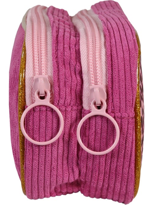 Astuccio scuola rettangolare bambina 2 scomparti FRENCH DISORDER Leo velluto rosa - Kiabi