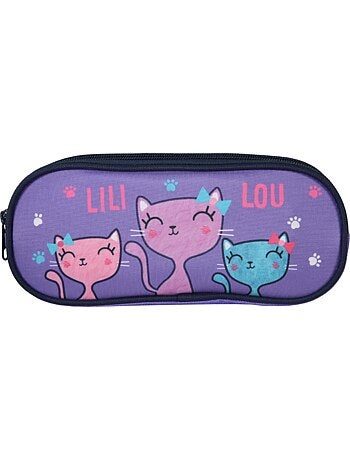 Astuccio scuola rettangolare bambina 2 scomparti LILI LOU viola