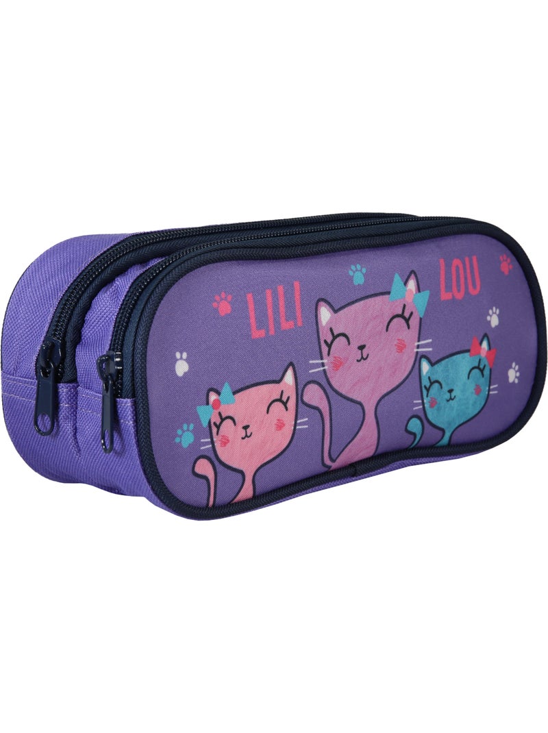 Astuccio scuola rettangolare bambina 2 scomparti LILI LOU viola Viola - Kiabi