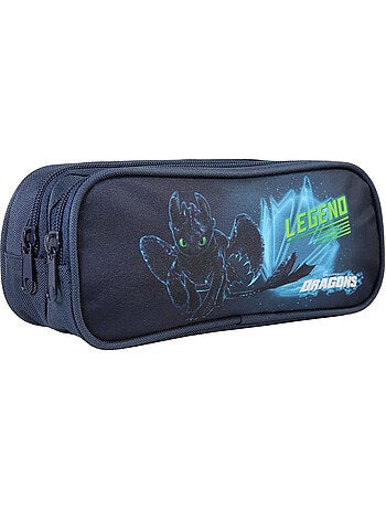 Astuccio scuola rettangolare bambino DRAGONS blu 2 scomparti