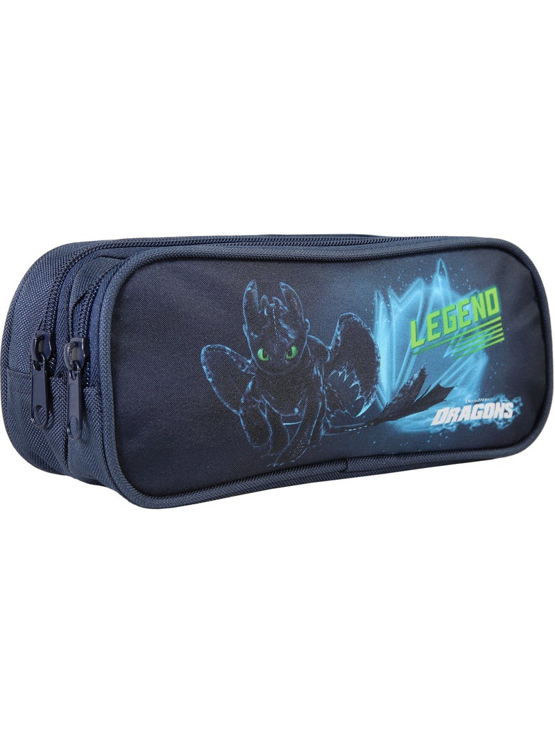 Astuccio scuola rettangolare bambino DRAGONS blu 2 scomparti Blu - Kiabi