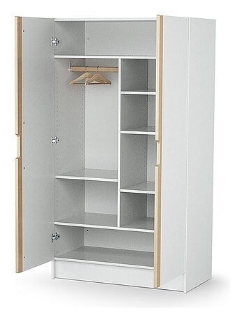 AT4 - Armadio bambini 2 ante CARROUSEL legno - Bianco/Faggio natural - 96 x 51 x 176 cm