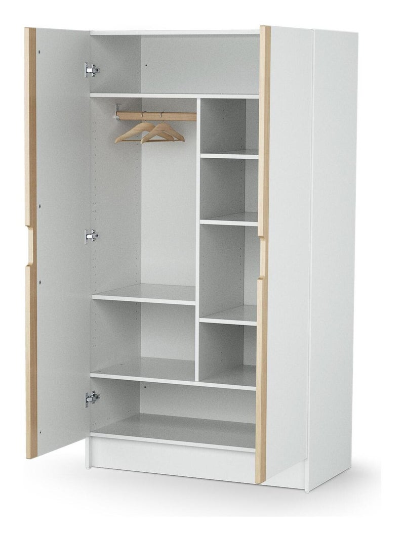 AT4 - Armadio bambini 2 ante CARROUSEL legno - Bianco/Faggio natural - 96 x 51 x 176 cm Beige/Bianco - Kiabi