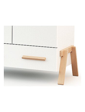 AT4 - Armadio bambini 2 ante e 1 cassetto CANAILLE legno - Bianco/Faggio