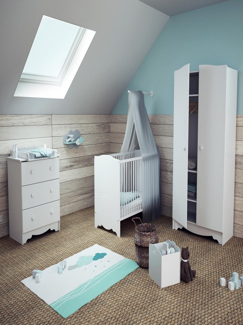 AT4 - Armadio bambini 2 ante MARELLE legno - Bianco - 96 x 51 x 176 cm Bianco - Kiabi
