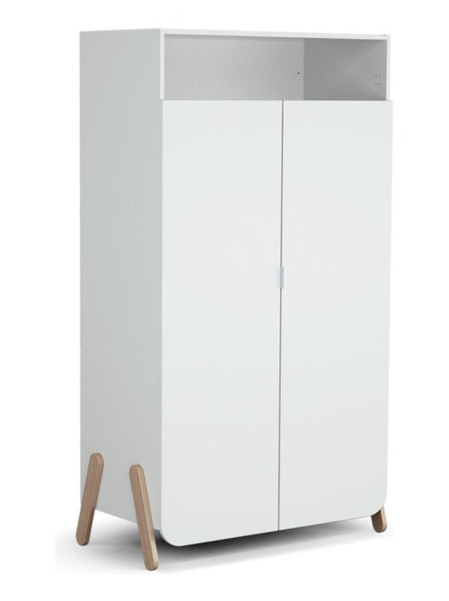 AT4 - Armadio bambini 2 ante PIRATE legno - Bianco/Faggio - 100 x 50 x 176 cm - Kiabi