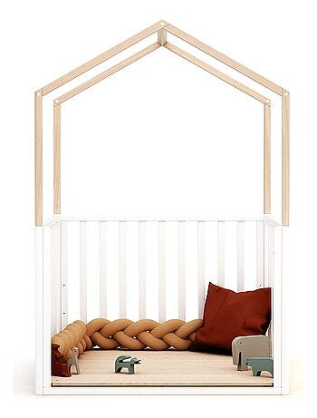 AT4 - Box bambini trasformabile forma di casa KASA legno - Faggio verni - 100 x 100 cm