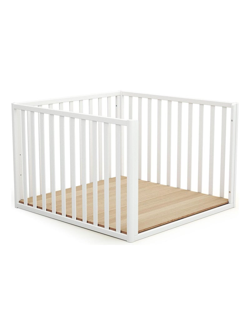AT4 - Box bambini trasformabile forma di casa KASA legno - Bianco/Faggio natural - 100 x 100 cm Beige/Bianco - Kiabi