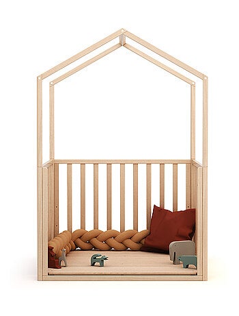 AT4 - Box bambini trasformabile forma di casa KASA legno - Faggio verni - 100 x 100 cm