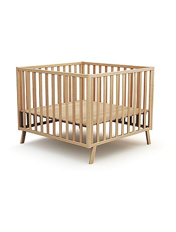 AT4 - Box bambini trasformabile forma di casa KASA legno - Faggio verni - 100 x 100 cm