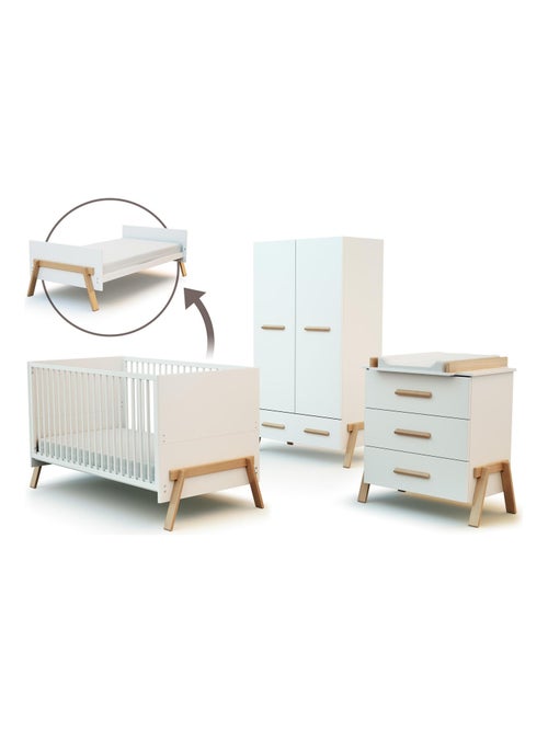 AT4 - Cameretta completa evolutiva bambini CANAILLE - Bianco/Faggio natural - 70 x 140 - Kiabi