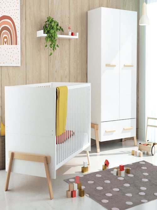 AT4 - Cameretta completa evolutiva bambini CANAILLE - Bianco/Faggio natural - 70 x 140 - Kiabi