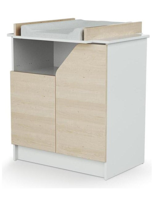 AT4 - Cassettiera fasciatoio 2 ante CARNAVAL legno - Bianco/Betulla - 79 x 65,5 x 94 cm - Kiabi