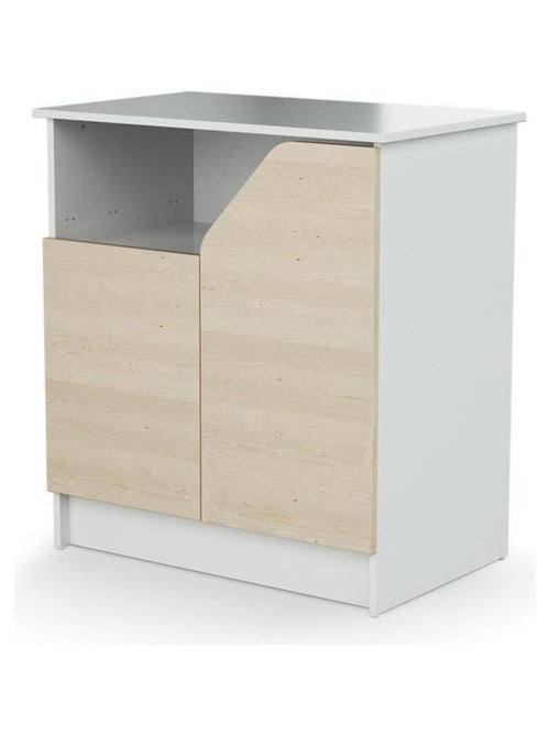 AT4 - Cassettiera fasciatoio 2 ante CARNAVAL legno - Bianco/Betulla - 79 x 65,5 x 94 cm - Kiabi